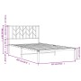 Estructura de cama de metal con cabecero blanco 107x203 cm de , Camas y somieres - Ref: Foro24-374482, Precio: 68,80 €, Descu...