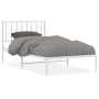 Estructura de cama de metal con cabecero blanco 100x190 cm de , Camas y somieres - Ref: Foro24-374480, Precio: 63,59 €, Descu...