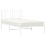 Estructura de cama de metal con cabecero blanco 100x190 cm de , Camas y somieres - Ref: Foro24-374480, Precio: 63,59 €, Descu...