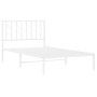 Estructura de cama de metal con cabecero blanco 100x190 cm de , Camas y somieres - Ref: Foro24-374480, Precio: 63,59 €, Descu...