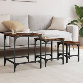Mesas de centro apilables 3 pzas madera ingeniería roble humo de , Mesas de centro - Ref: Foro24-838935, Precio: 48,18 €, Des...