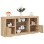 Aparador con luces LED roble Sonoma 142,5x37x67 cm de , Aparadores - Ref: Foro24-3209088, Precio: 180,92 €, Descuento: %