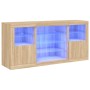 Aparador con luces LED roble Sonoma 142,5x37x67 cm de , Aparadores - Ref: Foro24-3209088, Precio: 180,92 €, Descuento: %