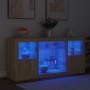 Aparador con luces LED roble Sonoma 142,5x37x67 cm de , Aparadores - Ref: Foro24-3209088, Precio: 180,92 €, Descuento: %