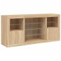 Aparador con luces LED roble Sonoma 142,5x37x67 cm de , Aparadores - Ref: Foro24-3209088, Precio: 180,92 €, Descuento: %