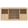 Aparador con luces LED roble Sonoma 142,5x37x67 cm de , Aparadores - Ref: Foro24-3209088, Precio: 180,92 €, Descuento: %