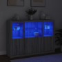 Aparador con luz LED 3 pzas madera de ingeniería gris Sonoma de , Aparadores - Ref: Foro24-3209112, Precio: 232,19 €, Descuen...