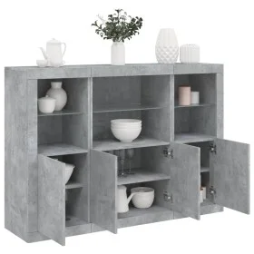 Sideboard with LED light 3 pieces concrete gray engineered wood by , Sideboards - Ref: Foro24-3209110, Price: 212,26 €, Disco...