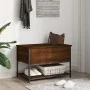 Oak brown engineered wood storage bench 70x42.5x47 cm by , Benches for halls and storage - Ref: Foro24-839022, Price: 55,21 €...