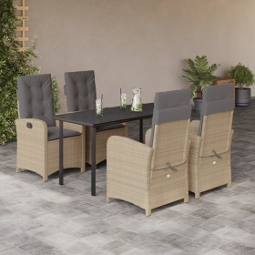 Set comedor de jardín 5 pzas con cojines ratán sintético beige en Conjuntos de jardín | Comprar online en Foru.es