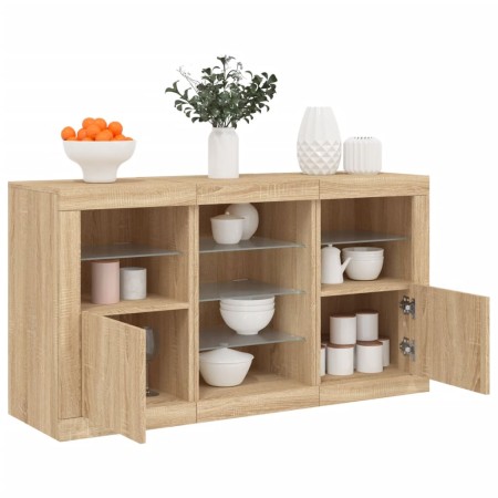 Aparador con luces LED roble Sonoma 123x37x67 cm de , Aparadores - Ref: Foro24-3209081, Precio: 175,27 €, Descuento: %