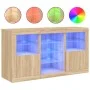 Aparador con luces LED roble Sonoma 123x37x67 cm de , Aparadores - Ref: Foro24-3209081, Precio: 171,09 €, Descuento: %