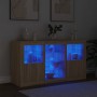 Aparador con luces LED roble Sonoma 123x37x67 cm de , Aparadores - Ref: Foro24-3209081, Precio: 175,27 €, Descuento: %