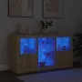 Aparador con luces LED roble Sonoma 123x37x67 cm de , Aparadores - Ref: Foro24-3209081, Precio: 171,09 €, Descuento: %