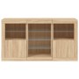 Aparador con luces LED roble Sonoma 123x37x67 cm de , Aparadores - Ref: Foro24-3209081, Precio: 175,27 €, Descuento: %