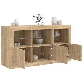 Aparador con luces LED roble Sonoma 123x37x67 cm de , Aparadores - Ref: Foro24-3209060, Precio: 167,69 €, Descuento: %
