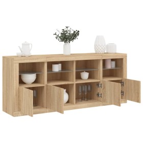 Aparador con luces LED roble Sonoma 163x37x67 cm de , Aparadores - Ref: Foro24-3209074, Precio: 201,60 €, Descuento: %