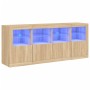 Aparador con luces LED roble Sonoma 163x37x67 cm de , Aparadores - Ref: Foro24-3209074, Precio: 201,60 €, Descuento: %