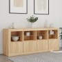 Aparador con luces LED roble Sonoma 163x37x67 cm de , Aparadores - Ref: Foro24-3209074, Precio: 201,60 €, Descuento: %