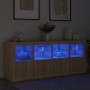 Aparador con luces LED roble Sonoma 163x37x67 cm de , Aparadores - Ref: Foro24-3209074, Precio: 201,60 €, Descuento: %