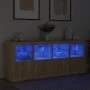 Aparador con luces LED roble Sonoma 163x37x67 cm de , Aparadores - Ref: Foro24-3209074, Precio: 185,84 €, Descuento: %