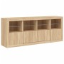 Aparador con luces LED roble Sonoma 163x37x67 cm de , Aparadores - Ref: Foro24-3209074, Precio: 201,60 €, Descuento: %