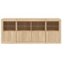 Aparador con luces LED roble Sonoma 163x37x67 cm de , Aparadores - Ref: Foro24-3209074, Precio: 201,60 €, Descuento: %