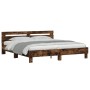 Cama con cabecero madera de ingeniería roble ahumado 200x200 cm de , Camas y somieres - Ref: Foro24-3207396, Precio: 160,00 €...