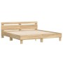 Estructura de cama cabecero y luces LED roble Sonoma 200x200 cm de , Camas y somieres - Ref: Foro24-3207520, Precio: 177,27 €...