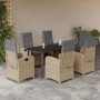 Set comedor de jardín 7 pzas con cojines ratán sintético beige en Conjuntos de jardín | Comprar online en Foru.es