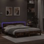 Estructura de cama cabecero y luces LED roble ahumado 180x200cm de , Camas y somieres - Ref: Foro24-3207529, Precio: 182,00 €...
