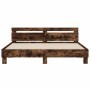 Estructura de cama cabecero y luces LED roble ahumado 180x200cm de , Camas y somieres - Ref: Foro24-3207529, Precio: 182,00 €...