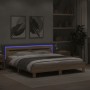 Estructura de cama cabecero y luces LED roble Sonoma 160x200 cm de , Camas y somieres - Ref: Foro24-3207534, Precio: 160,06 €...