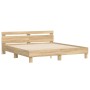 Estructura de cama cabecero y luces LED roble Sonoma 160x200 cm de , Camas y somieres - Ref: Foro24-3207534, Precio: 160,06 €...