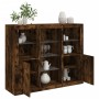 Aparador con luz LED 3 pzas madera de ingeniería roble ahumado de , Aparadores - Ref: Foro24-3209125, Precio: 200,15 €, Descu...