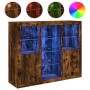 Aparador con luz LED 3 pzas madera de ingeniería roble ahumado de , Aparadores - Ref: Foro24-3209125, Precio: 200,15 €, Descu...