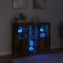 Aparador con luz LED 3 pzas madera de ingeniería roble ahumado de , Aparadores - Ref: Foro24-3209125, Precio: 200,15 €, Descu...