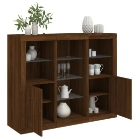 Sideboard with LED light 3 pieces engineered wood oak brown by , Sideboards - Ref: Foro24-3209127, Price: 193,94 €, Discount: %