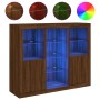 Aparador con luz LED 3 pzas madera de ingeniería marrón roble de , Aparadores - Ref: Foro24-3209127, Precio: 197,80 €, Descue...