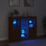 Aparador con luz LED 3 pzas madera de ingeniería marrón roble de , Aparadores - Ref: Foro24-3209127, Precio: 197,80 €, Descue...