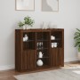 Aparador con luz LED 3 pzas madera de ingeniería marrón roble de , Aparadores - Ref: Foro24-3209127, Precio: 197,80 €, Descue...