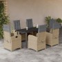Set comedor de jardín 7 pzas con cojines ratán sintético beige en Conjuntos de jardín | Comprar online en Foru.es