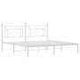 Estructura de cama de metal con cabecero blanco 180x200 cm de , Camas y somieres - Ref: Foro24-374392, Precio: 106,75 €, Desc...