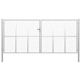Silver galvanized steel garden gate 415x250 cm by vidaXL, garden gates - Ref: Foro24-144303, Price: 750,71 €, Discount: %