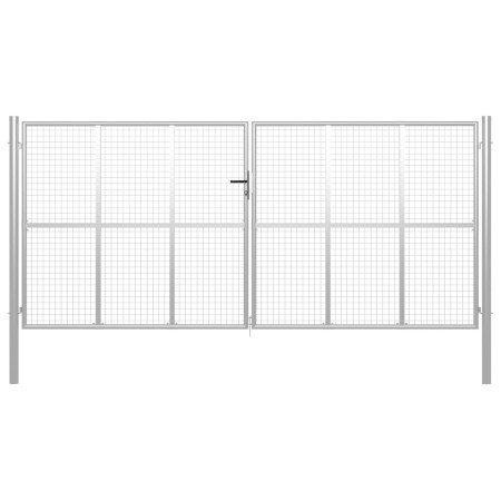 Puerta de jardín de acero galvanizado plateado 415x250 cm de vidaXL, Puertas de jardín - Ref: Foro24-144303, Precio: 765,59 €...