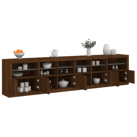 Aparador con luces LED roble marrón 283x37x67 cm de , Aparadores - Ref: Foro24-3209022, Precio: 321,01 €, Descuento: %