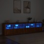 Aparador con luces LED roble marrón 283x37x67 cm de , Aparadores - Ref: Foro24-3209022, Precio: 321,01 €, Descuento: %