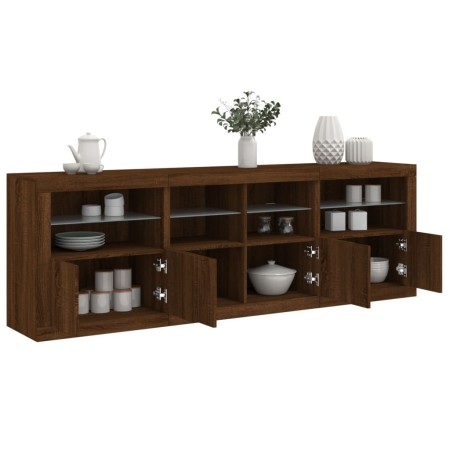 Aparador con luces LED roble marrón 202x37x67 cm de , Aparadores - Ref: Foro24-3209015, Precio: 243,94 €, Descuento: %