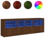 Aparador con luces LED roble marrón 202x37x67 cm de , Aparadores - Ref: Foro24-3209015, Precio: 243,94 €, Descuento: %