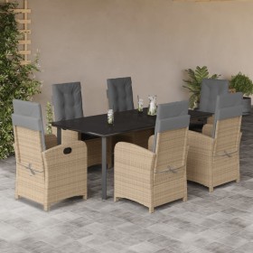 Set comedor de jardín 7 pzas con cojines ratán sintético beige en Conjuntos de jardín | Comprar online en Foru.es